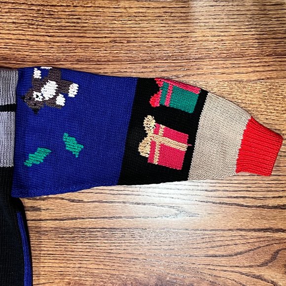 Vtg BEREK Cotton Hand Knit Ugly Christmas Sweater Tree Santa Metallic Small S - Picture 12 of 15